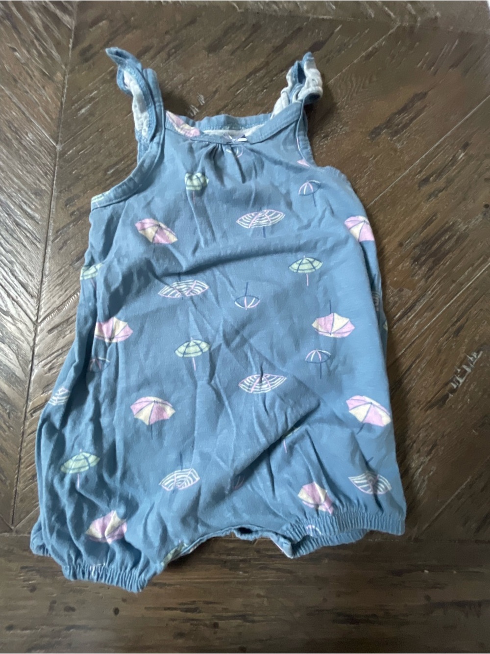 Carters Baby Girl Blue Umbrella Print Romper 6M